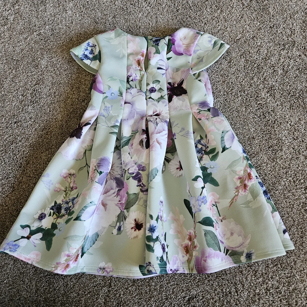 Lipsy Floral Kids Dress - Mint and Lavender Size 2Y-3Y